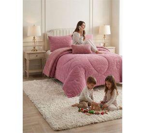 Cubrecama Plumón Jacquard Premium 2 Plazas Invierno Térmico rosa