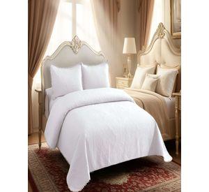CUBRECAMA QUILT DE VERANO KING CON POMPON COLOR BLANCO