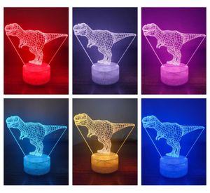 Lámpara ilusión 3D Dinosaurios Tyrannosaurus Rex 7 Colores Led