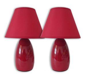 SET 2 LAMPARAS VELADOR CERAMICA BURDEO E27 2X40W