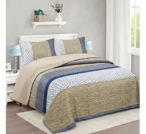 Cubrecama Quilt Sherpa 1.5 - Varios Modelos W.m G Caqui Rayas