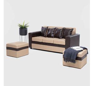 SOFA PARIS 2 POUF PU CAFE BEIGE