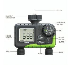 Programador Riego Automatico Controlador Digital 2 Zonas