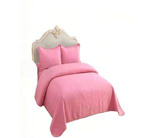 QUILT CUBRECAMA DE VERANO 1,5 PLAZAS CON POMPON COLOR ROSADO