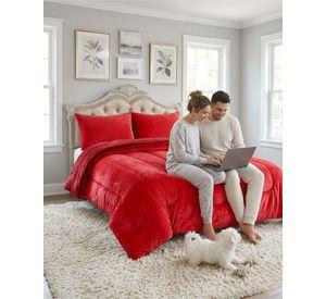 Cubrecama de Plush con Chiporro Diseño Ondas king / Super king rojo