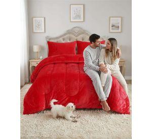 Cubrecama de Plush con Chiporro Diseño Ondas king / Super king rojo