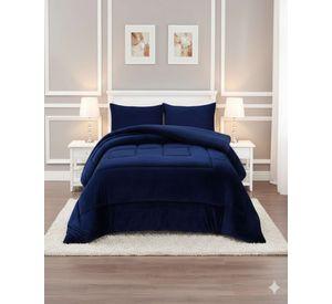 Cubrecama Premium Plush y Chiporro  azul tamaño King