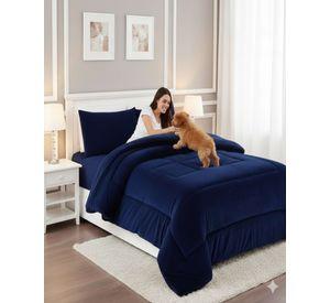 Cubrecama Premium Plush y Chiporro  azul tamaño King