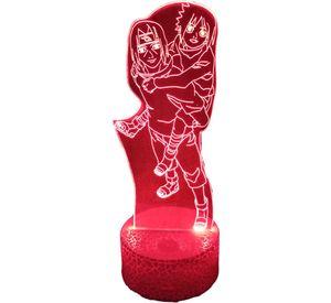 Lámpara ilusión 3D Itachi Sasuke Uchiha 7 Colores Led
