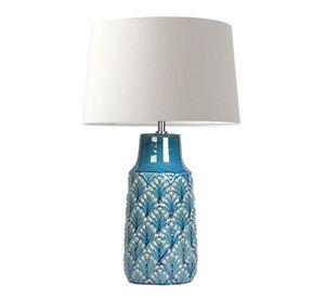 LAMPARA DE SOBREMESA CERAMICA CELESTE CON TEXTURA E27 1X60W