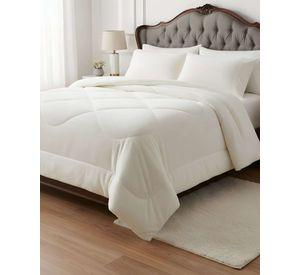Cubrecama plush con chiporro Acolchado liso 2 plazas beige