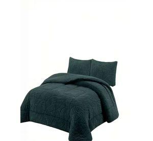 CUBRECAMA CON RELIEVE EN FORMA DE HOJAS KING COLOR VERDE