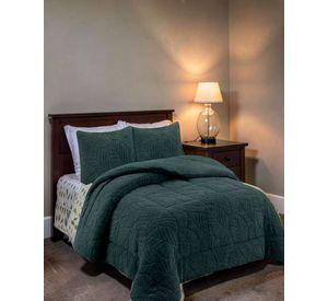 CUBRECAMA CON RELIEVE EN FORMA DE HOJAS KING COLOR VERDE