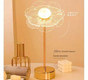 Lampara Mesa Noche Acrilica Decorativa Flores Dormitorio Lau