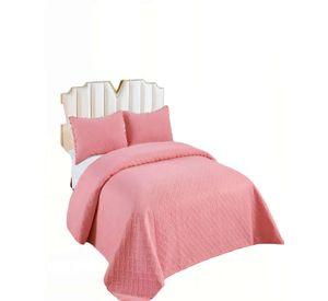 CUBRECAMA DE VERANO UNICOLOR CON POMPON 2P COLOR ROSADO