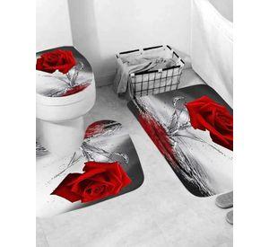 Set de baño 5 piezas Cortina mas Alfombras mas forro de ducha  -14