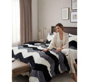 Cubrecama "Olas de Peluche" con Chiporro 2 plazas negro
