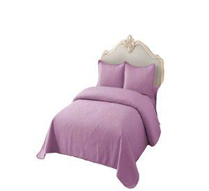 CUBRECAMA QUILT DE VERANO KING CON POMPON COLOR MORADO