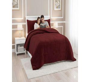 Cubrecama Premium Plush y Chiporro  Invierno King burdeo