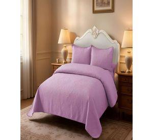 CUBRECAMA QUILT DE VERANO KING CON POMPON COLOR MORADO