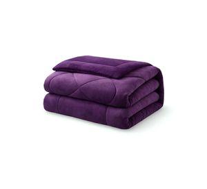 Cubrecama plush con chiporro Acolchado liso 2 plazas blanco