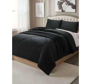 Cubrecama plush con chiporro Acolchado liso King negro