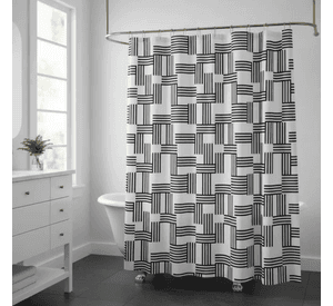 Cortina De Baño Geometrica Blanco Y Negro 180x180cm