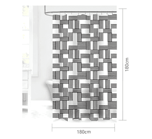 Cortina De Baño Geometrica Blanco Y Negro 180x180cm