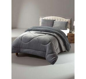 Cubrecama plush con chiporro Acolchado liso King gris