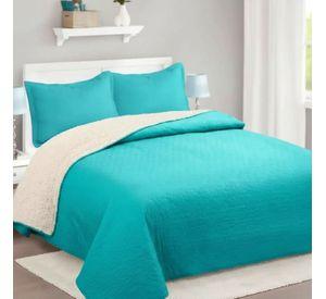 Cubrecama Quilt Sherpa 1.5 - Varios Modelos W.m G Turquesa Clara Lisa