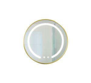 Espejo Redondo Marco Dorado Touch con Luz Led 3 colores 50 cm