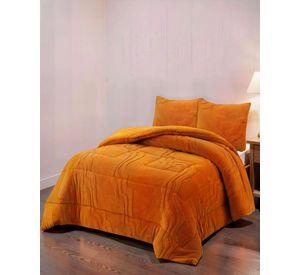 CUBRECAMA CON RELIEVE EN FORMA DE ONDAS 2 PLAZAS COLOR NARANJA