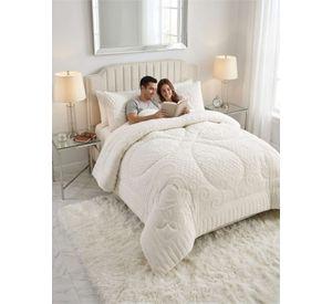 Cubrecama Plumón Jacquard Premium 2 Plazas Invierno Térmico blanco