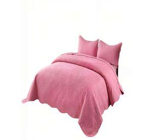 CUBRECAMA QUILT DE VERANO 2 PLAZAS CON RELIEVE COLOR ROSADO