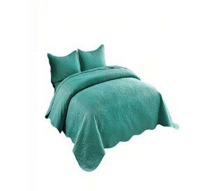 CUBRECAMA QUILT DE VERANO 1,5 PLAZAS CON RELIEVE COLOR VERDE