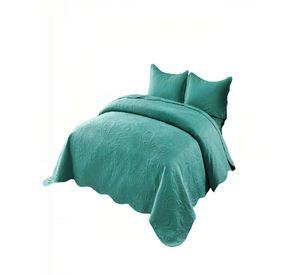 CUBRECAMA QUILT DE VERANO 1,5 PLAZAS CON RELIEVE COLOR VERDE