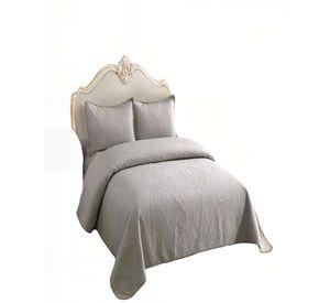 CUBRECAMA QUILT DE VERANO 1,5 PLAZAS CON POMPON COLOR GRIS