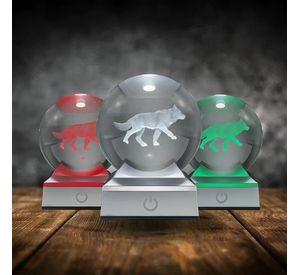 Bola de Cristal LED RGB Diseños 3D Multicolor Lobo