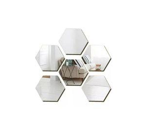 Set Espejos Decorativos Vinilo Pared Acrílico Adhesivos Hexagonales Marinshop