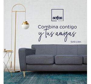 Sofá Lilen Chenille Tipo Lino Gris 2 Cuerpos