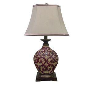 LAMPARA SOBREMESA CLASICA BEIGE ROJO E27 1X60W