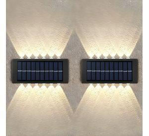 Pack X 2 Lampara Solar 12 Led Exterior Aplique De Muro