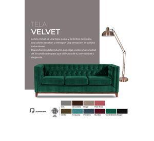 SOFA ANCONA 2C TELA  VELVET  AZUL PETROLEO