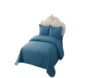 QUILT CUBRECAMA DE VERANO KING CON POMPON COLOR AZUL