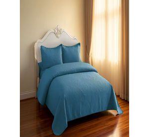 QUILT CUBRECAMA DE VERANO KING CON POMPON COLOR AZUL