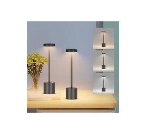 LAMPARA DE MESA RECARGABLE TOUCH NEGRO DIMEABLE 3 TONOS DE LUZ