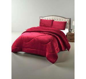 Cubrecama plush con chiporro Acolchado liso 2 plazas burdeo