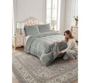 Cubrecama de Plush con Chiporro Diseño Ondas 2 plazas gris