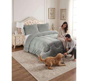 Cubrecama de Plush con Chiporro Diseño Ondas 2 plazas gris