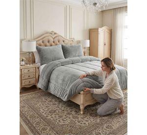 Cubrecama de Plush con Chiporro Diseño Ondas 2 plazas gris